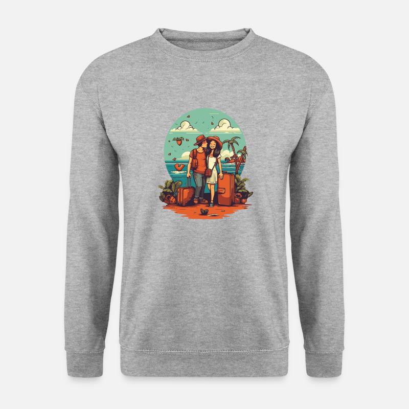 Reisen mit Liebe - Unisex Pullover - Weißgrau meliert