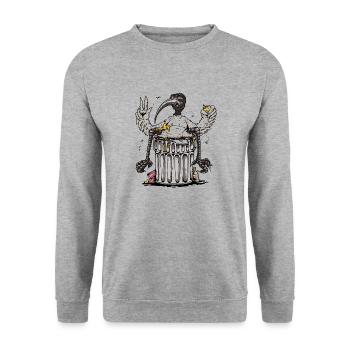 Oiseau à la poubelle - Sweat-shirt Unisexe - gris chiné - Devant - Alina (178cm) & Michal (187cm)