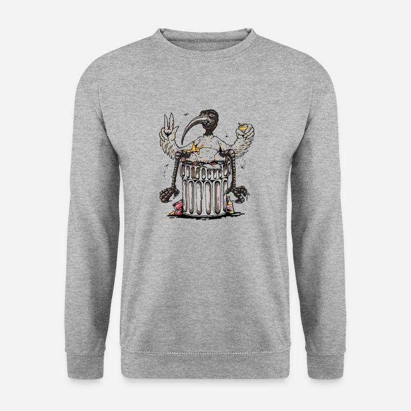 Vogel im Müll - Unisex Pullover - Weißgrau meliert