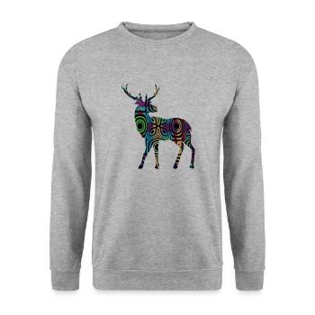 Hirsch - Unisex Pullover - Weißgrau meliert - Vorne - Alina (178cm) & Michal (187cm)