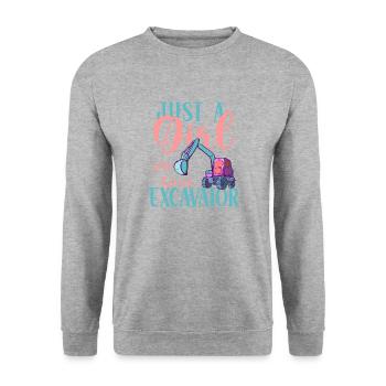 Bagger Baustelle Bauarbeiterin Mädchen I Geschenk - Unisex Pullover - Weißgrau meliert - Vorne - Alina (178cm) & Michal (187cm)