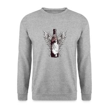 Bottle of winged wine n°3 - Unisex Sweatshirt - salt & pepper - Front - Alina (178cm) & Michal (187cm)