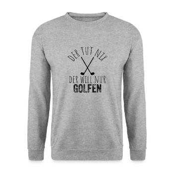 Der tut nix der will nur Golfen - Golf Spieler - Unisex Pullover - Weißgrau meliert - Vorne - Alina (178cm) & Michal (187cm)