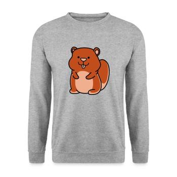 hamster - Unisex Pullover - Weißgrau meliert - Vorne - Alina (178cm) & Michal (187cm)