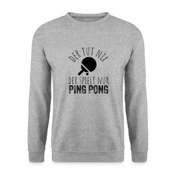Der tut nix der spielt nur Ping Pong - Unisex Pullover - Weißgrau meliert - Vorne - Alina (178cm) & Michal (187cm)