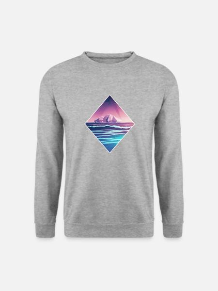 Ozean Vaporwave - Unisex Pullover - Weißgrau meliert