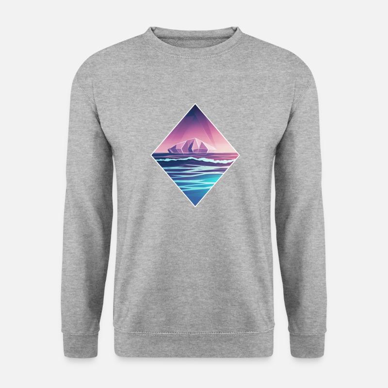 Ozean Vaporwave - Unisex Pullover - Weißgrau meliert
