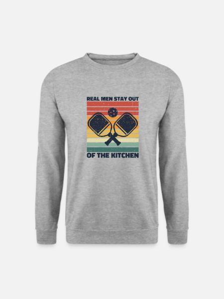Pickleball - Real Men Stay Out Of The Kitchen - Unisex Pullover - Weißgrau meliert