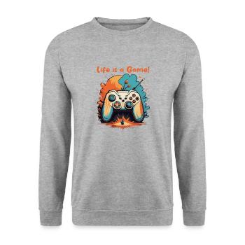 Life is a Game - Unisex Sweatshirt - salt & pepper - Front - Alina (178cm) & Michal (187cm)