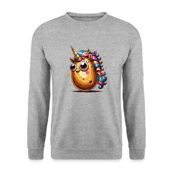 Lustige Kartoffel Geschenkidee - Unisex Pullover - Weißgrau meliert - Vorne - Alina (178cm) & Michal (187cm)