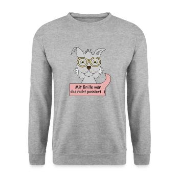 Mit Brille wär das nicht pasiert - Unisex Pullover - Weißgrau meliert - Vorne - Alina (178cm) & Michal (187cm)