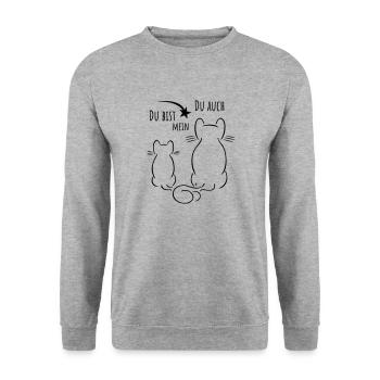 Du bist mein Stern - Du auch - Unisex Pullover - Weißgrau meliert - Vorne - Alina (178cm) & Michal (187cm)