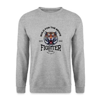 Fighter Team - Construit pour les Braves - Sweat-shirt Unisexe - gris chiné - Devant - Alina (178cm) & Michal (187cm)