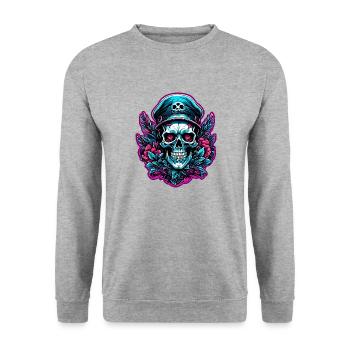 Crâne / Crâne / Squelette / Gothique / Tatouage - Sweat-shirt Unisexe - gris chiné - Devant - Alina (178cm) & Michal (187cm)