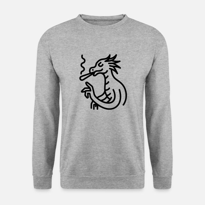 Smkoing-Drache - Unisex Pullover - Weißgrau meliert