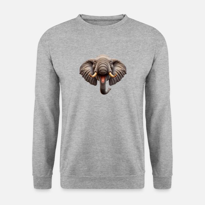 Lachender Elefant - Unisex Pullover - Weißgrau meliert
