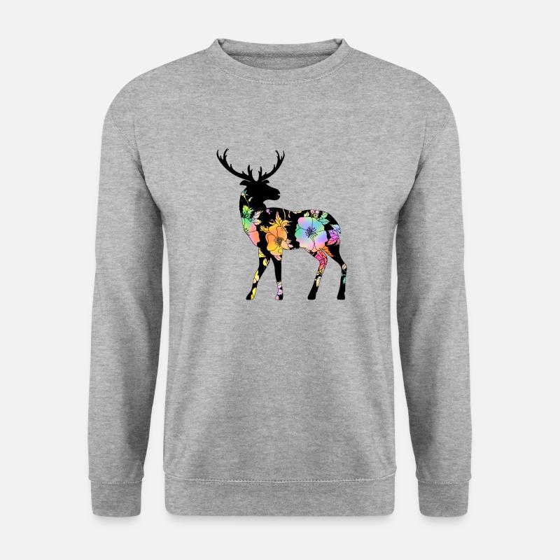 Hirsch - Unisex Pullover - Weißgrau meliert