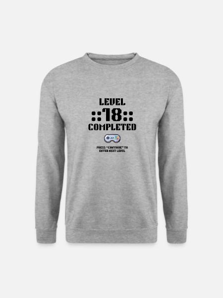 18. Geburtstag Retro Level 18 Jahre Party - Unisex Pullover - Weißgrau meliert