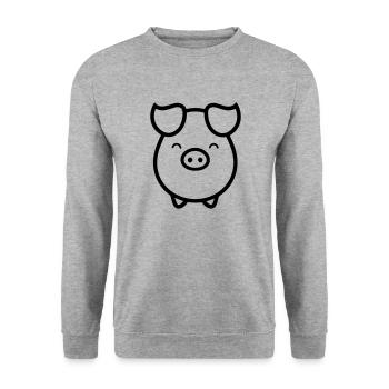 pig - Unisex Sweatshirt - salt & pepper - Front - Alina (178cm) & Michal (187cm)