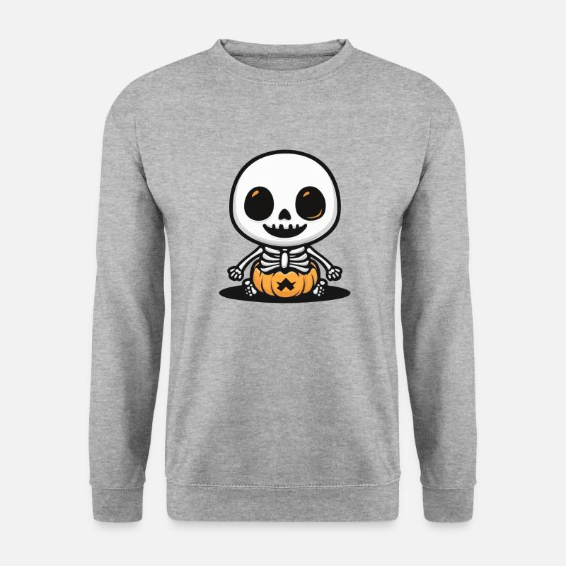Skelett Halloween - Unisex Pullover - Weißgrau meliert