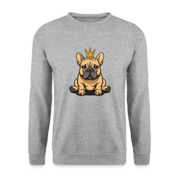 Buldog Français Chiens Bande Dessinée Couronne - Sweat-shirt Unisexe - gris chiné - Devant - Alina (178cm) & Michal (187cm)