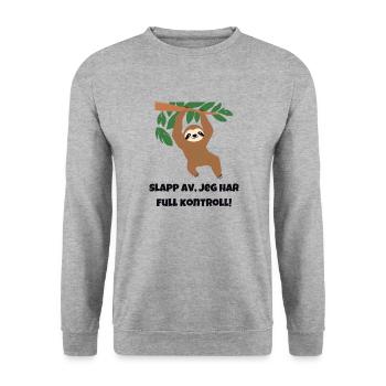 Entspannen Sie sich, ich habe die volle Kontrolle! - Unisex Pullover - Weißgrau meliert - Vorne - Alina (178cm) & Michal (187cm)