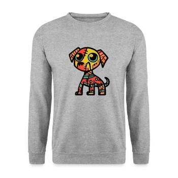 Hund Halloween Symbol Zombie - Unisex Pullover - Weißgrau meliert - Vorne - Alina (178cm) & Michal (187cm)