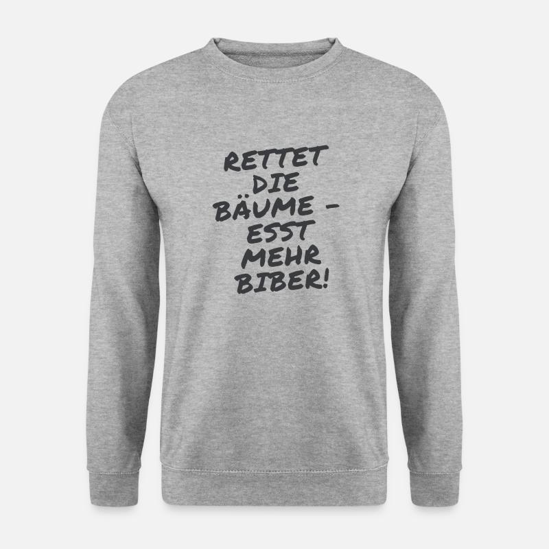 Rettet die Bäume - schwarz - Unisex Pullover - Weißgrau meliert