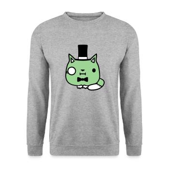 Sir Cat Gentleman Chapeau haut de forme Monocle Rich Gentleman - Sweat-shirt Unisexe - gris chiné - Devant - Alina (178cm) & Michal (187cm)