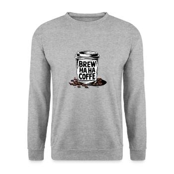 Brew Ha Ha Coffee Witch Halloween - Unisex Pullover - Weißgrau meliert - Vorne - Alina (178cm) & Michal (187cm)