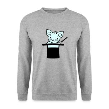 Magical Enchanted Top Hat Wizard Cat - Unisex Sweatshirt - salt & pepper - Front - Alina (178cm) & Michal (187cm)