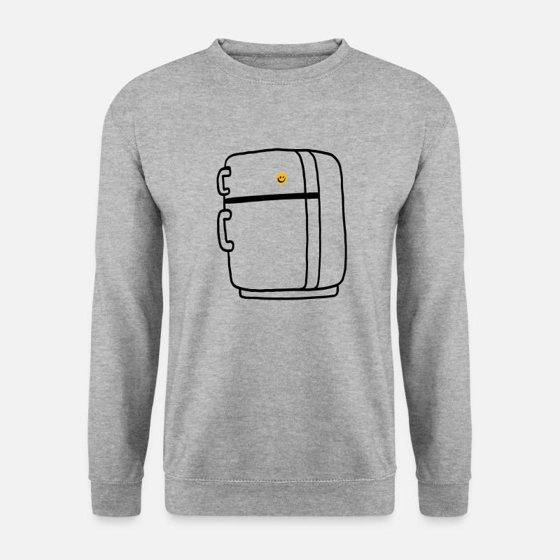 Kühlschrank mit Smiley Comic - Unisex Pullover - Weißgrau meliert