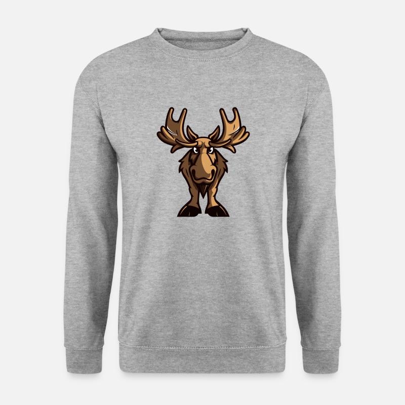 Elch Comic - Unisex Pullover - Weißgrau meliert