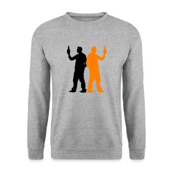 Bachelor Party Crew Group - Unisex Sweatshirt - salt & pepper - Front - Alina (178cm) & Michal (187cm)