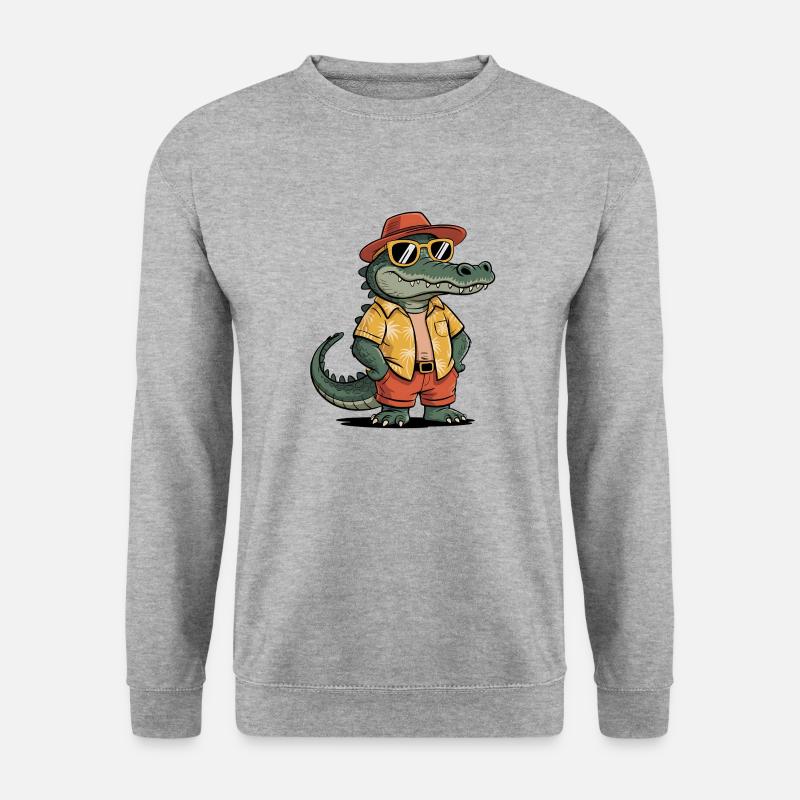 Alligator Lustiger Sommer - Unisex Pullover - Weißgrau meliert