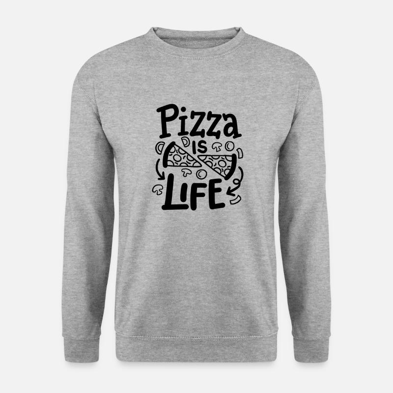 PIZZA is life - Unisex Pullover - Weißgrau meliert