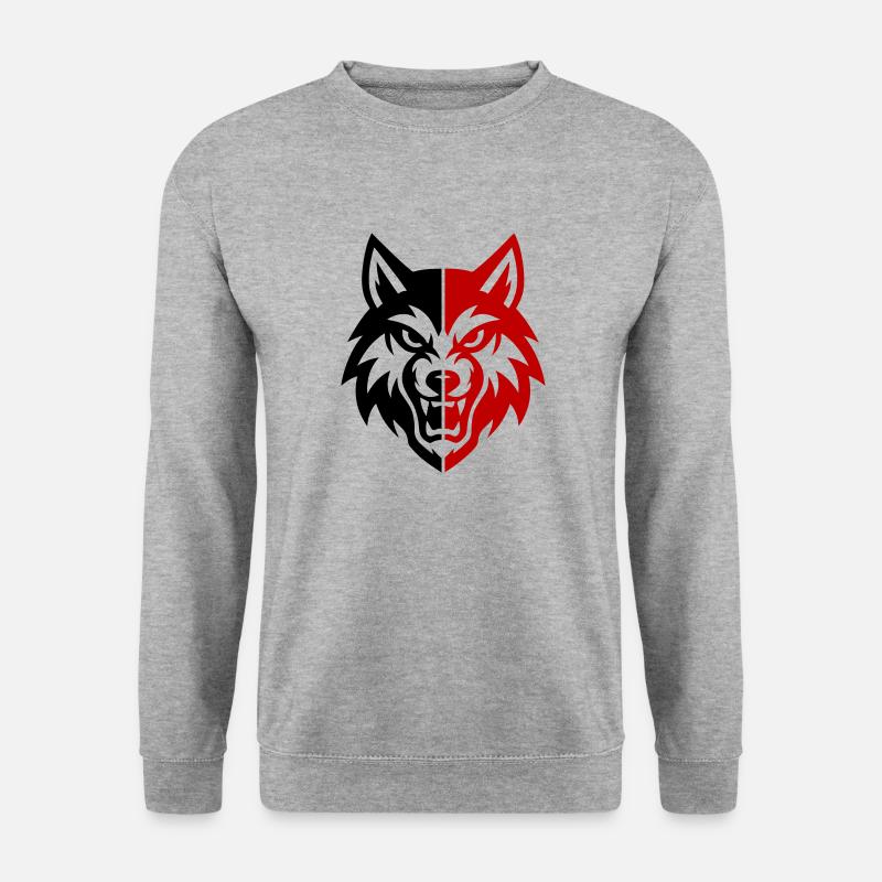 Wolf Kopf Logo - Unisex Pullover - Weißgrau meliert
