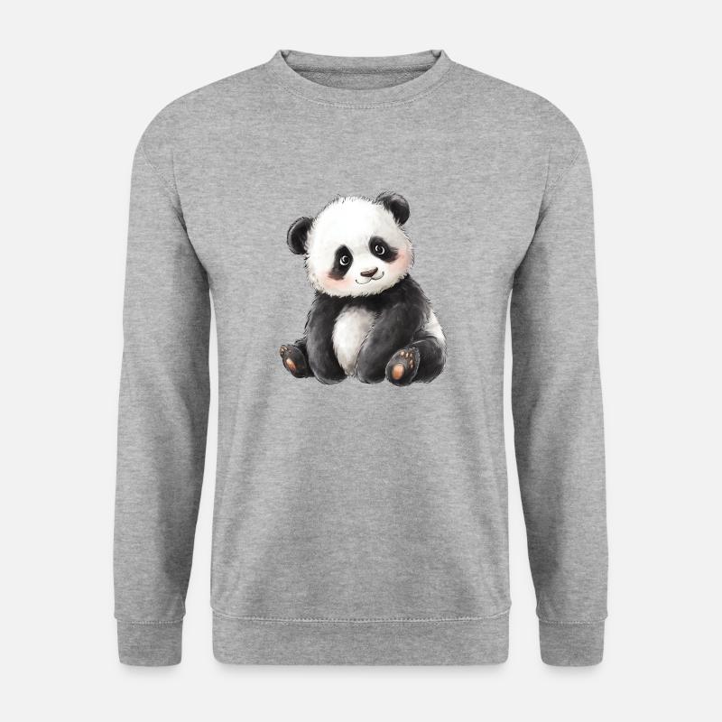 Süßer Baby Panda - Unisex Pullover - Weißgrau meliert
