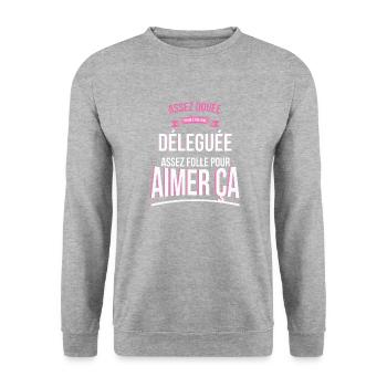 Déleguée douée folle cadeau femme - Sweat-shirt Unisexe - gris chiné - Devant - Alina (178cm) & Michal (187cm)