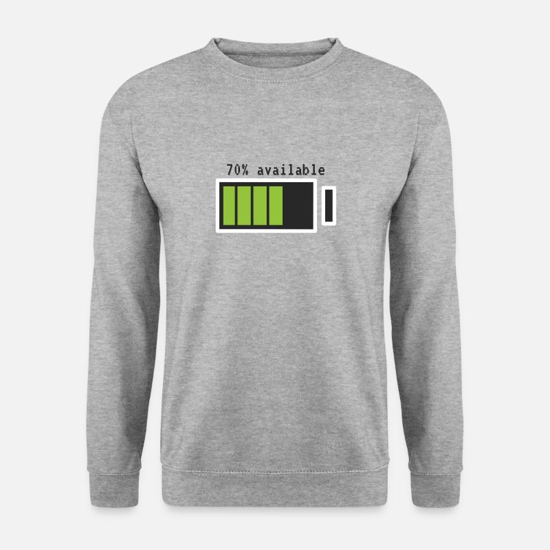 Batterie Handy Geschenk Akku Party Spruch Computer - Unisex Pullover - Weißgrau meliert