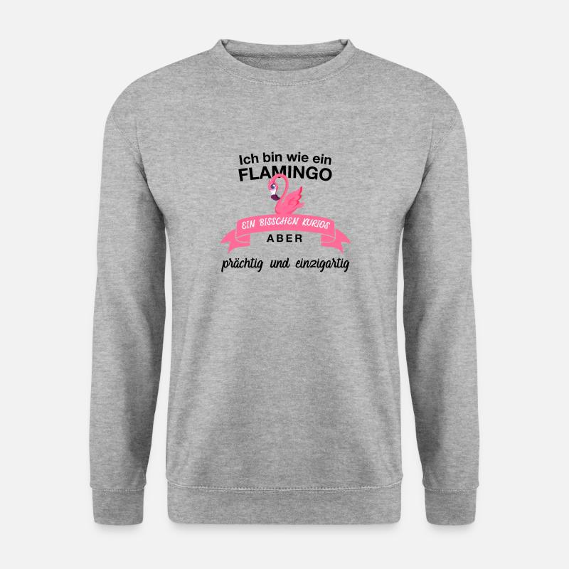 Flamingo - Unisex Pullover - Weißgrau meliert