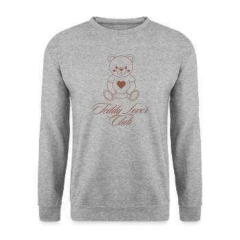 Teddy Lover Club – Kawaii Y2K Bärchen für Romantik - Unisex Pullover - Weißgrau meliert - Vorne - Alina (178cm) & Michal (187cm)