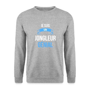 je suis un Jongleur génial - Sweat-shirt Unisexe - gris chiné - Devant - Alina (178cm) & Michal (187cm)