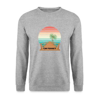 CAP FERRET Truc Vert France Pin Atlantique - Sweat-shirt Unisexe - gris chiné - Devant - Alina (178cm) & Michal (187cm)