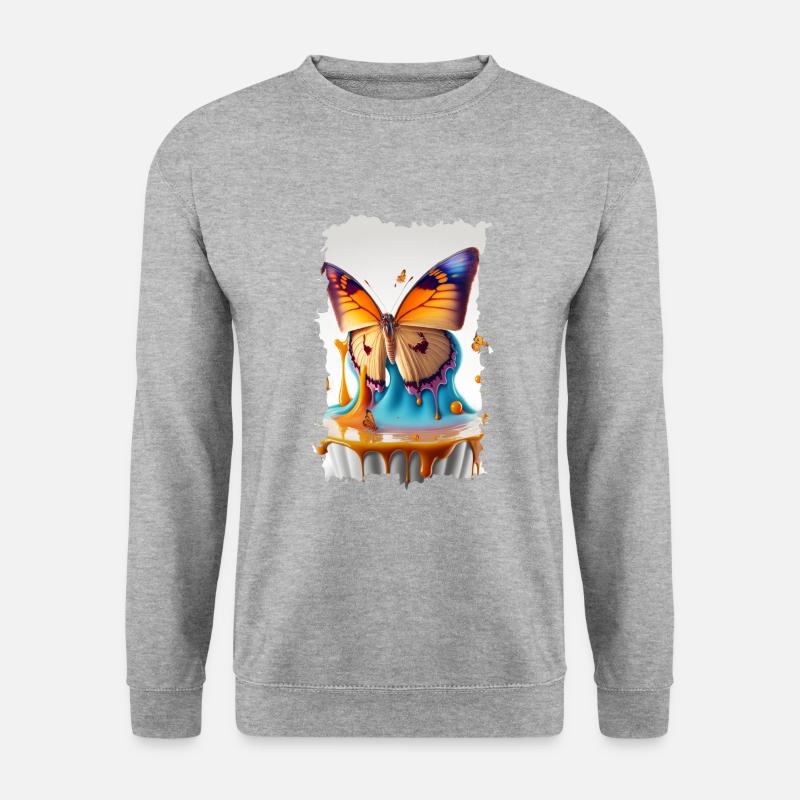 Fondant Schmetterling - Unisex Pullover - Weißgrau meliert