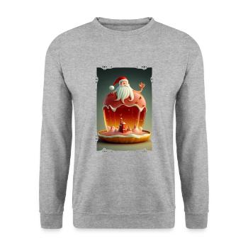 Weihnachtsmann-Gelee - Unisex Pullover - Weißgrau meliert - Vorne - Alina (178cm) & Michal (187cm)