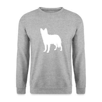 Regenbogen Himmel Weiße Mudi - Unisex Pullover - Weißgrau meliert - Vorne - Alina (178cm) & Michal (187cm)