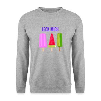 LECK mich ! Das Eis für den Sommer - Unisex Pullover - Weißgrau meliert - Vorne - Alina (178cm) & Michal (187cm)
