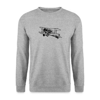 Flying Biplane Box Vintage Illustration - Unisex Sweatshirt - salt & pepper - Front - Alina (178cm) & Michal (187cm)