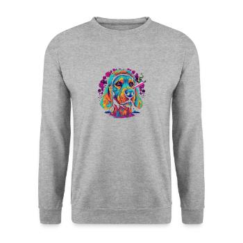 psychedelic DOG 2 - Sweat-shirt Unisexe - gris chiné - Devant - Alina (178cm) & Michal (187cm)
